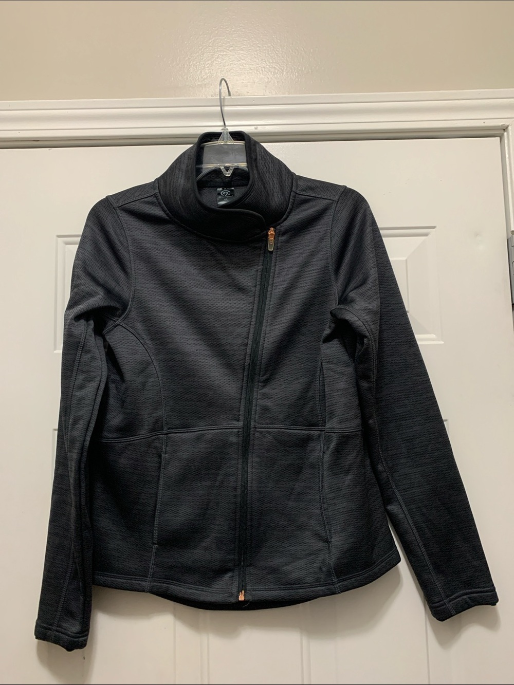 3/$15 Champion Black Asymmetrical Zip Bomber Jacket Size XS